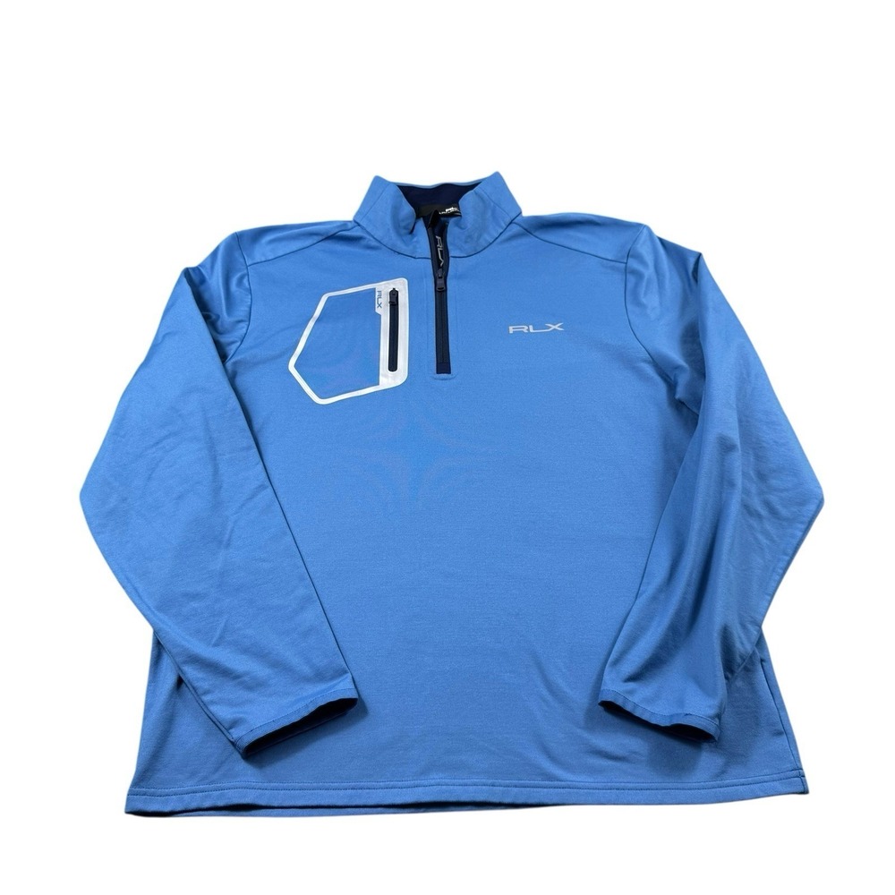 RLX Ralph‎ Lauren Blue Performance Men's 1/4th Zip Pullover Size L Mint